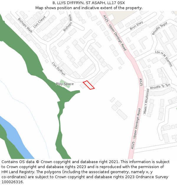 8, LLYS DYFFRYN, ST ASAPH, LL17 0SX: Location map and indicative extent of plot