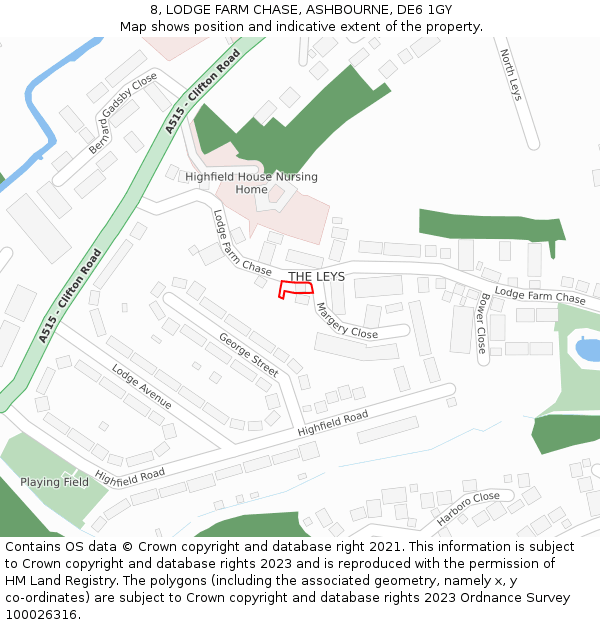 8, LODGE FARM CHASE, ASHBOURNE, DE6 1GY: Location map and indicative extent of plot