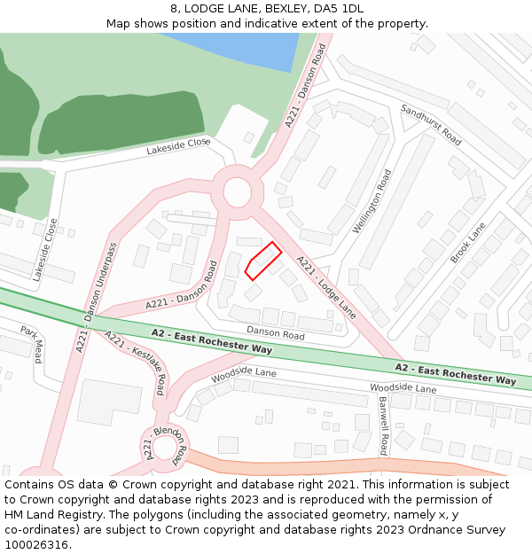 8, LODGE LANE, BEXLEY, DA5 1DL: Location map and indicative extent of plot