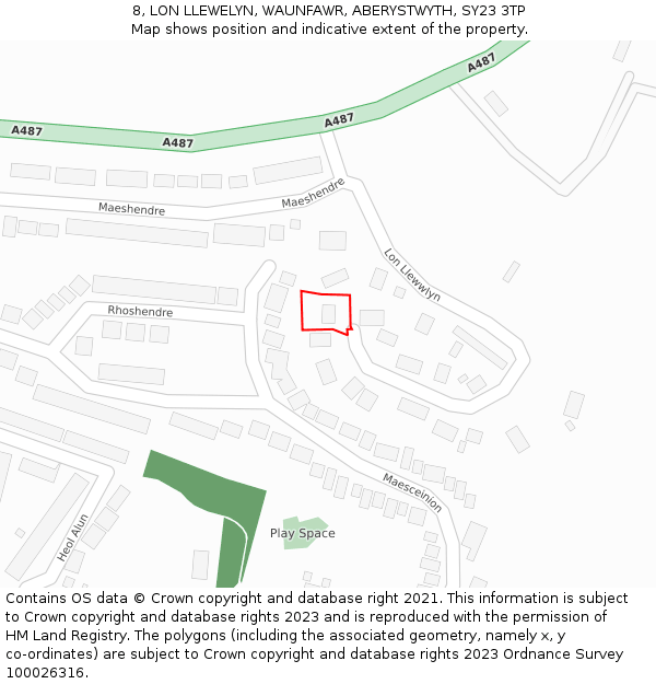 8, LON LLEWELYN, WAUNFAWR, ABERYSTWYTH, SY23 3TP: Location map and indicative extent of plot