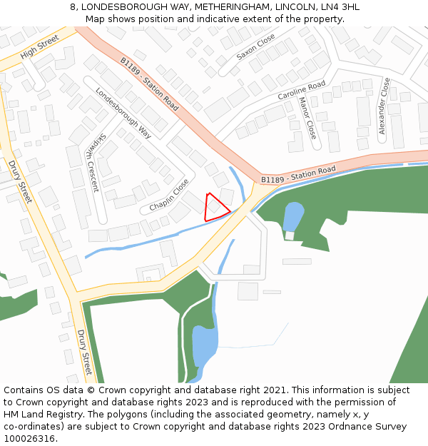 8, LONDESBOROUGH WAY, METHERINGHAM, LINCOLN, LN4 3HL: Location map and indicative extent of plot