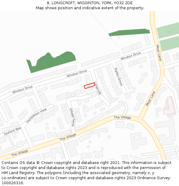 8, LONGCROFT, WIGGINTON, YORK, YO32 2DE: Location map and indicative extent of plot