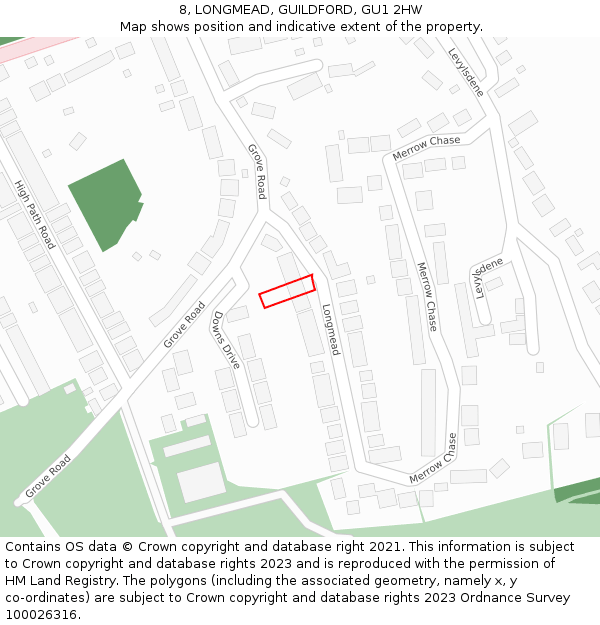8, LONGMEAD, GUILDFORD, GU1 2HW: Location map and indicative extent of plot