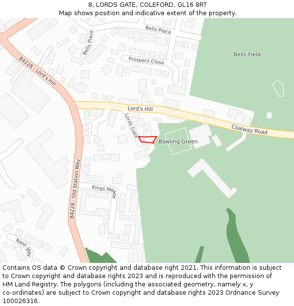 8, LORDS GATE, COLEFORD, GL16 8RT: Location map and indicative extent of plot