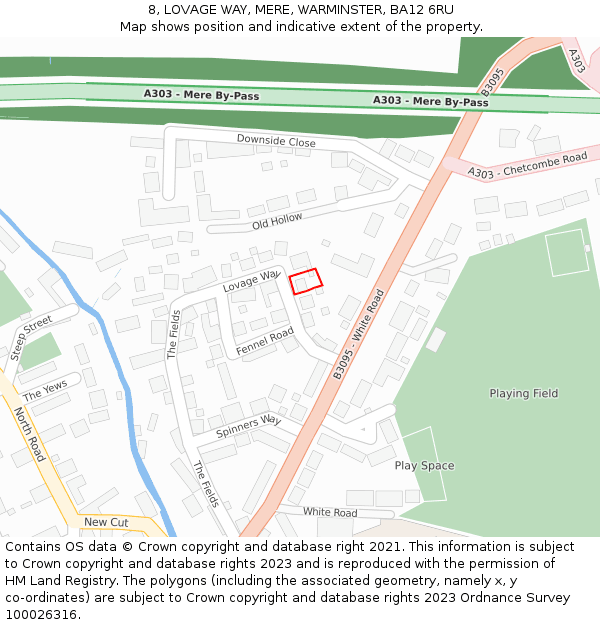 8, LOVAGE WAY, MERE, WARMINSTER, BA12 6RU: Location map and indicative extent of plot