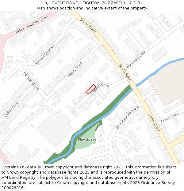 8, LOVENT DRIVE, LEIGHTON BUZZARD, LU7 3LR: Location map and indicative extent of plot