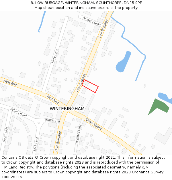 8, LOW BURGAGE, WINTERINGHAM, SCUNTHORPE, DN15 9PF: Location map and indicative extent of plot