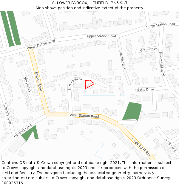 8, LOWER FAIRCOX, HENFIELD, BN5 9UT: Location map and indicative extent of plot