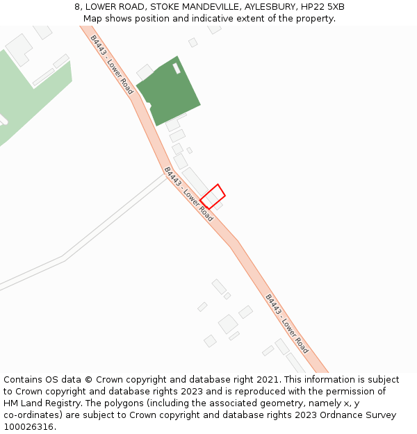 8, LOWER ROAD, STOKE MANDEVILLE, AYLESBURY, HP22 5XB: Location map and indicative extent of plot