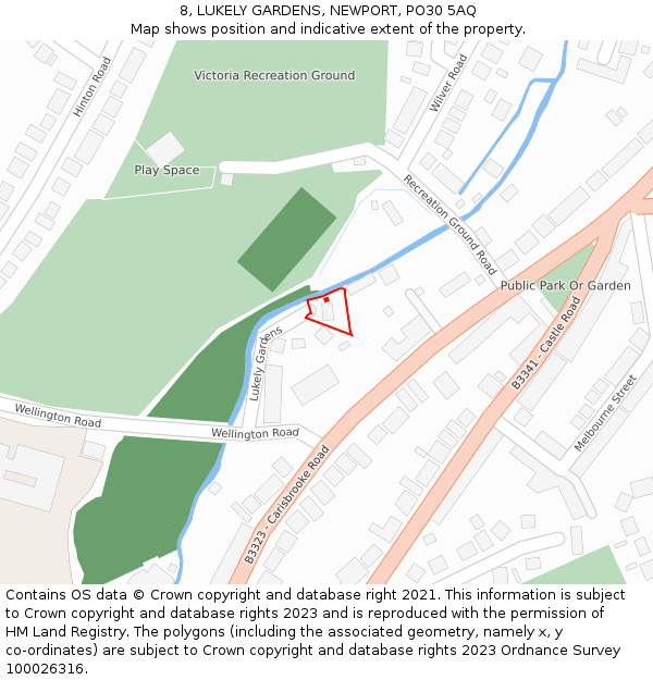 8, LUKELY GARDENS, NEWPORT, PO30 5AQ: Location map and indicative extent of plot