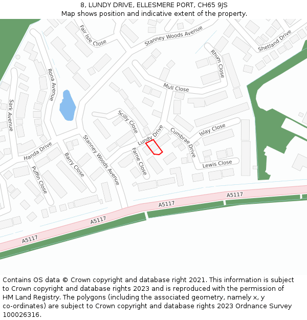 8, LUNDY DRIVE, ELLESMERE PORT, CH65 9JS: Location map and indicative extent of plot