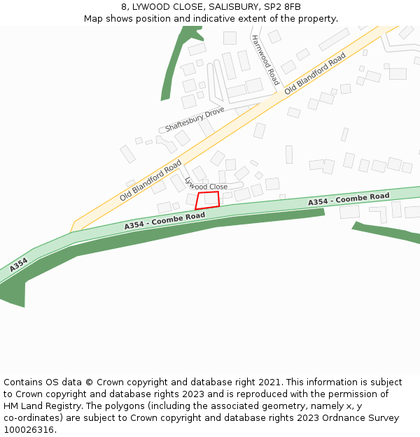 8, LYWOOD CLOSE, SALISBURY, SP2 8FB: Location map and indicative extent of plot