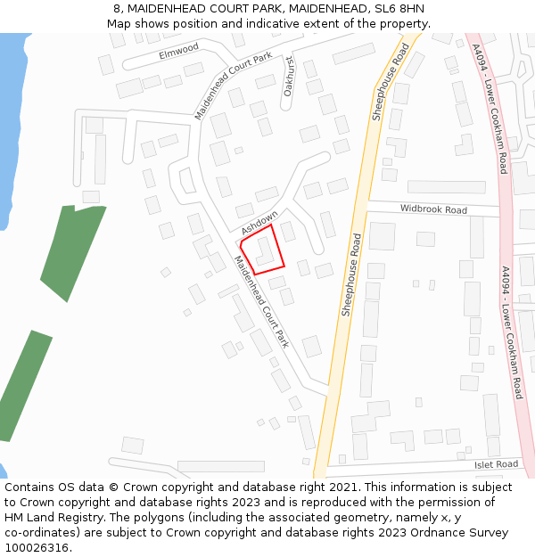 8, MAIDENHEAD COURT PARK, MAIDENHEAD, SL6 8HN: Location map and indicative extent of plot