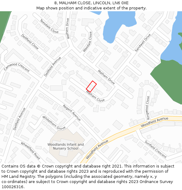 8, MALHAM CLOSE, LINCOLN, LN6 0XE: Location map and indicative extent of plot