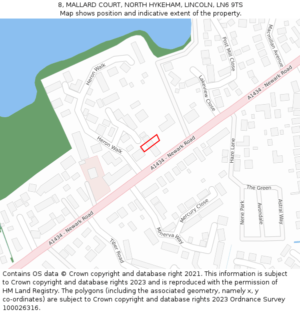 8, MALLARD COURT, NORTH HYKEHAM, LINCOLN, LN6 9TS: Location map and indicative extent of plot