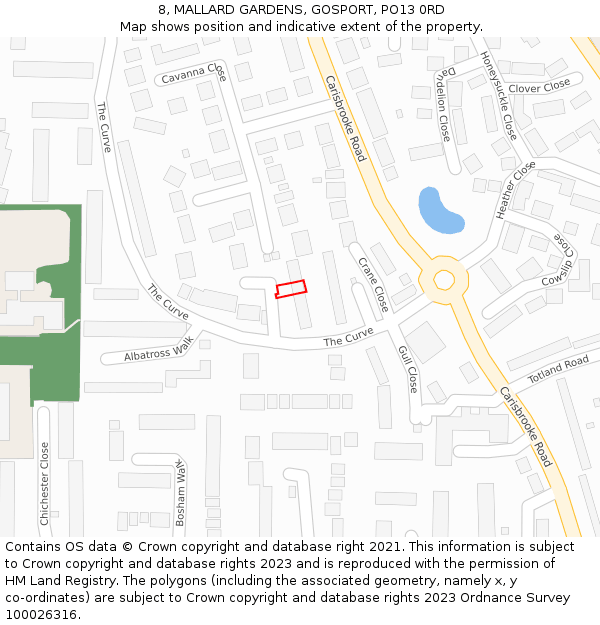 8, MALLARD GARDENS, GOSPORT, PO13 0RD: Location map and indicative extent of plot