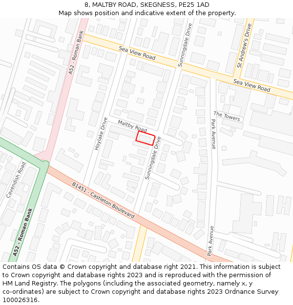 8, MALTBY ROAD, SKEGNESS, PE25 1AD: Location map and indicative extent of plot