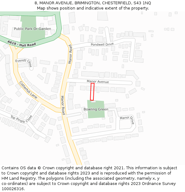 8, MANOR AVENUE, BRIMINGTON, CHESTERFIELD, S43 1NQ: Location map and indicative extent of plot