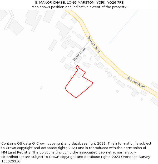 8, MANOR CHASE, LONG MARSTON, YORK, YO26 7RB: Location map and indicative extent of plot