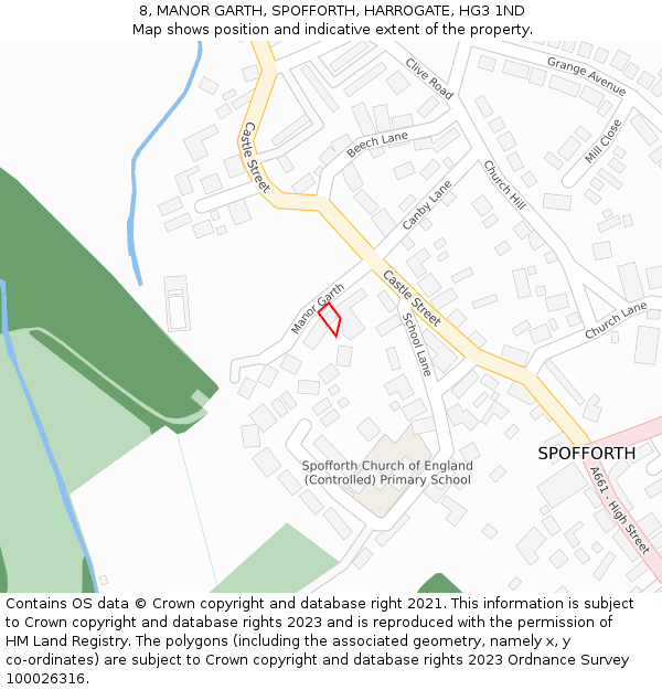 8, MANOR GARTH, SPOFFORTH, HARROGATE, HG3 1ND: Location map and indicative extent of plot