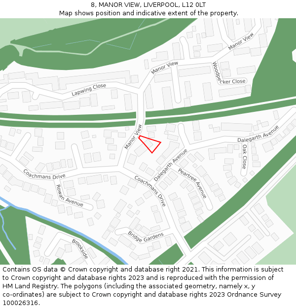 8, MANOR VIEW, LIVERPOOL, L12 0LT: Location map and indicative extent of plot