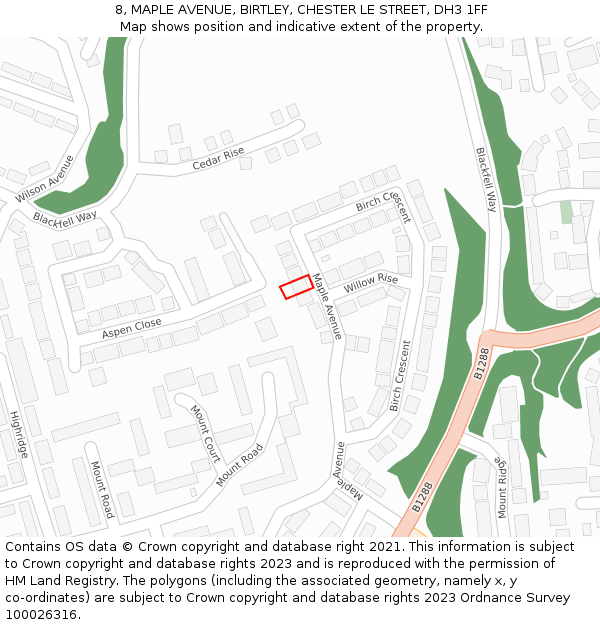 8, MAPLE AVENUE, BIRTLEY, CHESTER LE STREET, DH3 1FF: Location map and indicative extent of plot