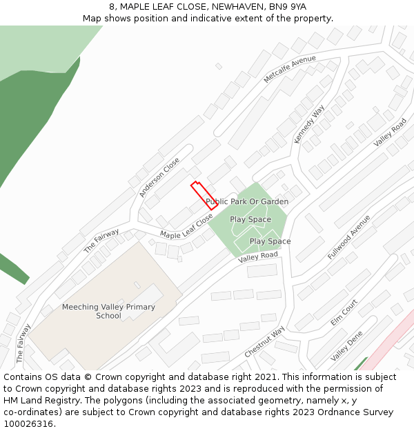 8, MAPLE LEAF CLOSE, NEWHAVEN, BN9 9YA: Location map and indicative extent of plot