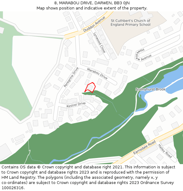 8, MARABOU DRIVE, DARWEN, BB3 0JN: Location map and indicative extent of plot