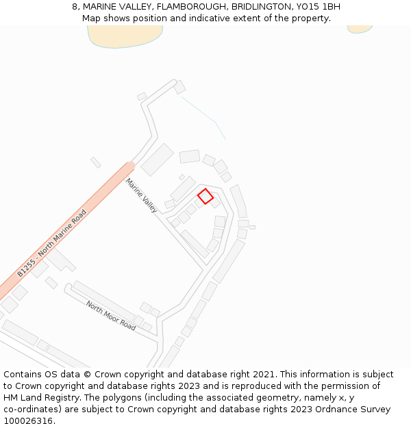 8, MARINE VALLEY, FLAMBOROUGH, BRIDLINGTON, YO15 1BH: Location map and indicative extent of plot