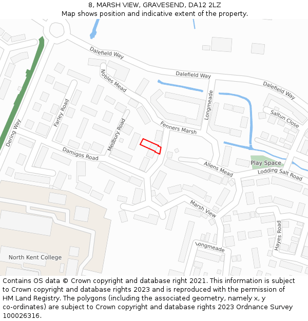 8, MARSH VIEW, GRAVESEND, DA12 2LZ: Location map and indicative extent of plot
