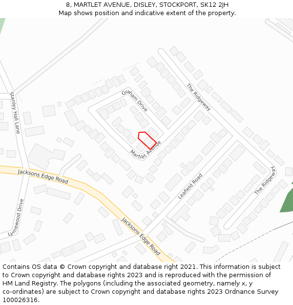 8, MARTLET AVENUE, DISLEY, STOCKPORT, SK12 2JH: Location map and indicative extent of plot