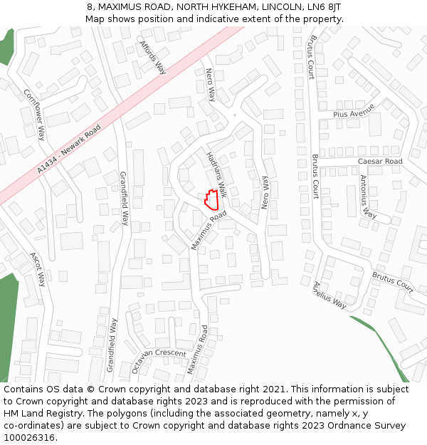 8, MAXIMUS ROAD, NORTH HYKEHAM, LINCOLN, LN6 8JT: Location map and indicative extent of plot