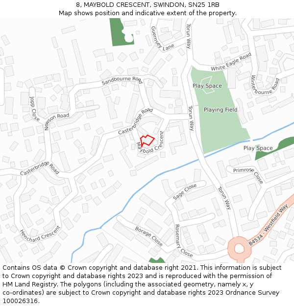 8, MAYBOLD CRESCENT, SWINDON, SN25 1RB: Location map and indicative extent of plot