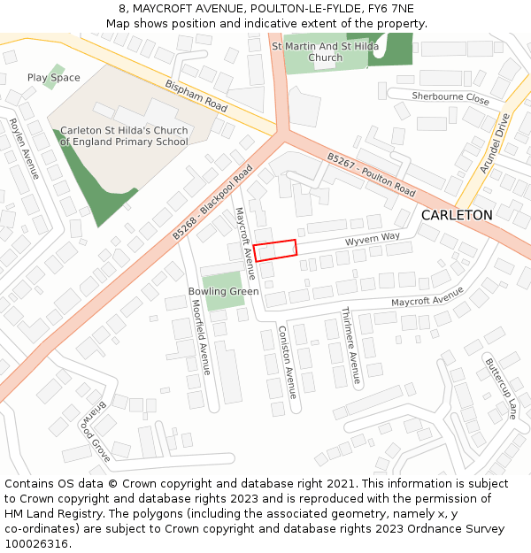 8, MAYCROFT AVENUE, POULTON-LE-FYLDE, FY6 7NE: Location map and indicative extent of plot