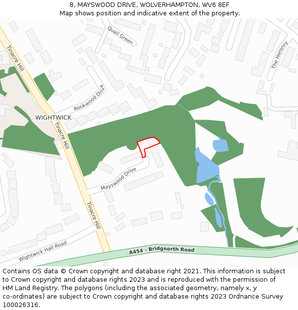 8, MAYSWOOD DRIVE, WOLVERHAMPTON, WV6 8EF: Location map and indicative extent of plot