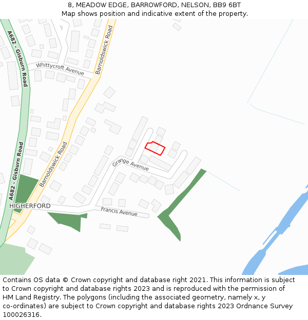 8, MEADOW EDGE, BARROWFORD, NELSON, BB9 6BT: Location map and indicative extent of plot