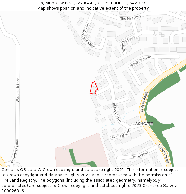 8, MEADOW RISE, ASHGATE, CHESTERFIELD, S42 7PX: Location map and indicative extent of plot