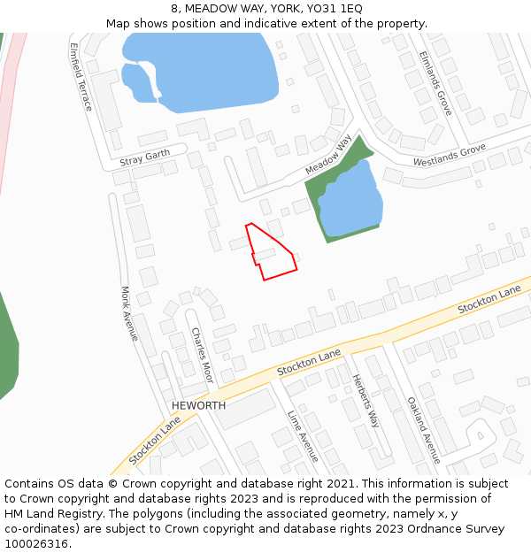 8, MEADOW WAY, YORK, YO31 1EQ: Location map and indicative extent of plot