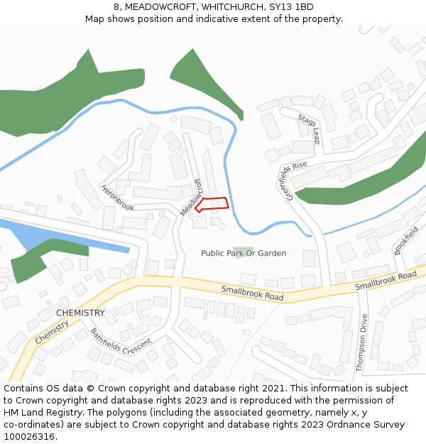 8, MEADOWCROFT, WHITCHURCH, SY13 1BD: Location map and indicative extent of plot