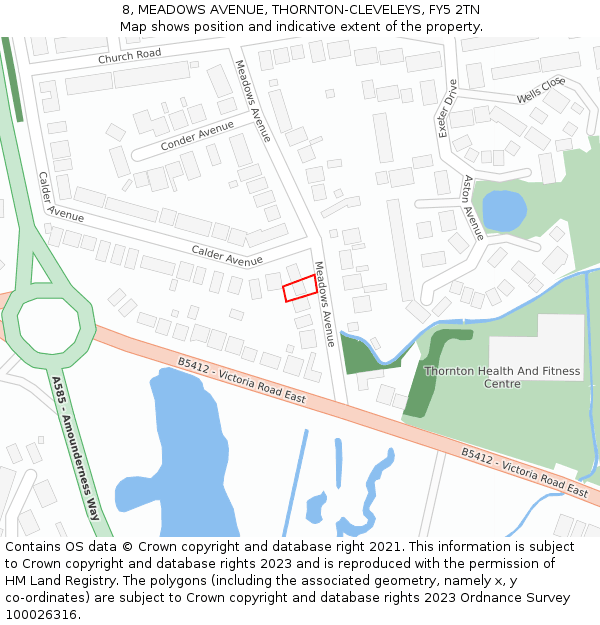 8, MEADOWS AVENUE, THORNTON-CLEVELEYS, FY5 2TN: Location map and indicative extent of plot