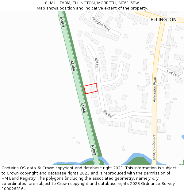 8, MILL FARM, ELLINGTON, MORPETH, NE61 5BW: Location map and indicative extent of plot