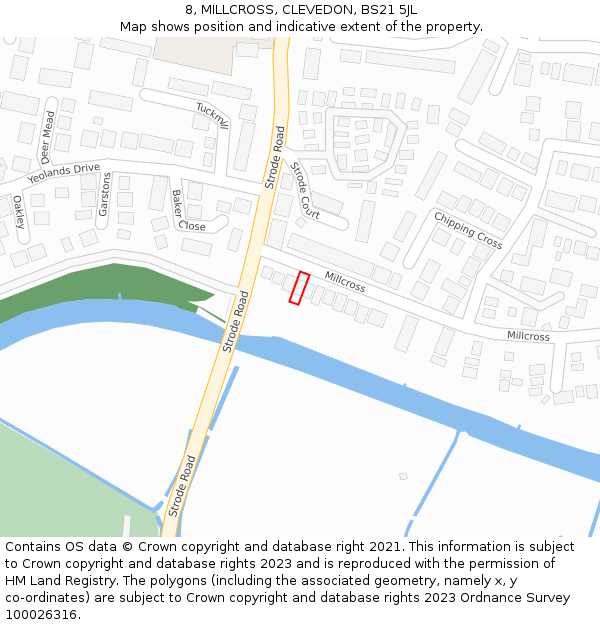 8, MILLCROSS, CLEVEDON, BS21 5JL: Location map and indicative extent of plot