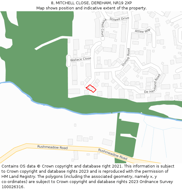 8, MITCHELL CLOSE, DEREHAM, NR19 2XP: Location map and indicative extent of plot