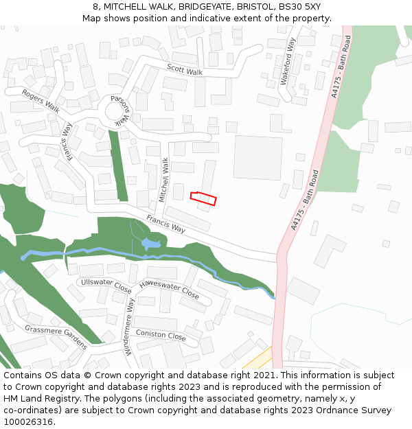 8, MITCHELL WALK, BRIDGEYATE, BRISTOL, BS30 5XY: Location map and indicative extent of plot