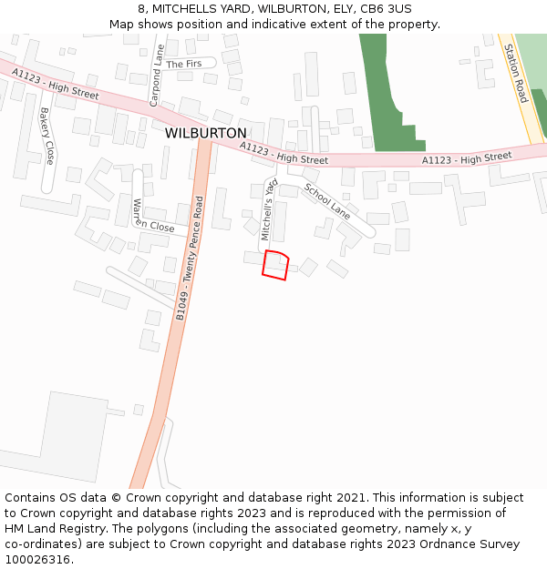 8, MITCHELLS YARD, WILBURTON, ELY, CB6 3US: Location map and indicative extent of plot