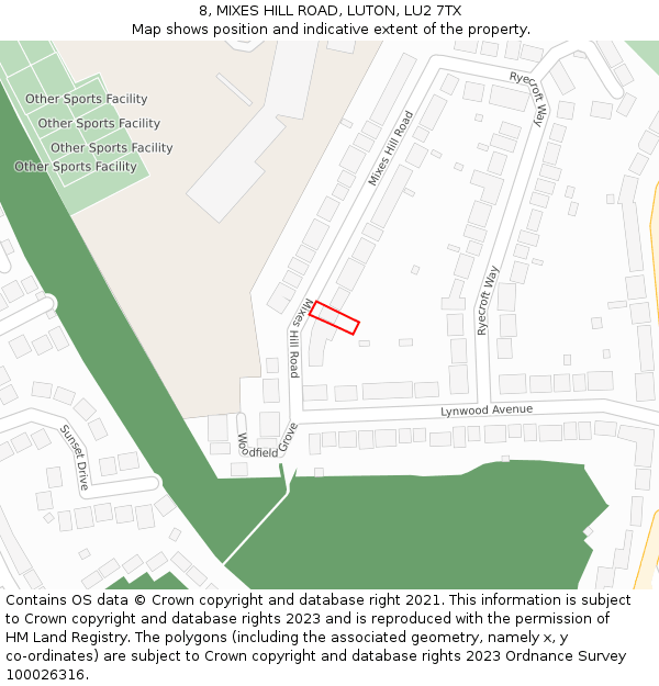 8, MIXES HILL ROAD, LUTON, LU2 7TX: Location map and indicative extent of plot