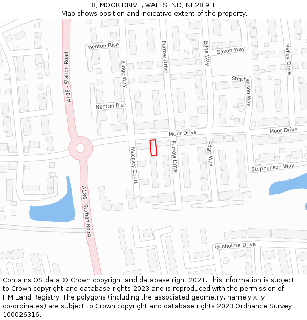 8, MOOR DRIVE, WALLSEND, NE28 9FE: Location map and indicative extent of plot