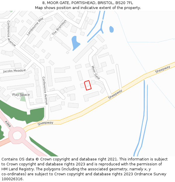 8, MOOR GATE, PORTISHEAD, BRISTOL, BS20 7FL: Location map and indicative extent of plot