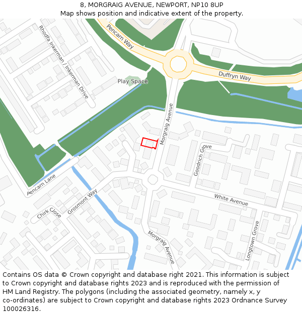 8, MORGRAIG AVENUE, NEWPORT, NP10 8UP: Location map and indicative extent of plot