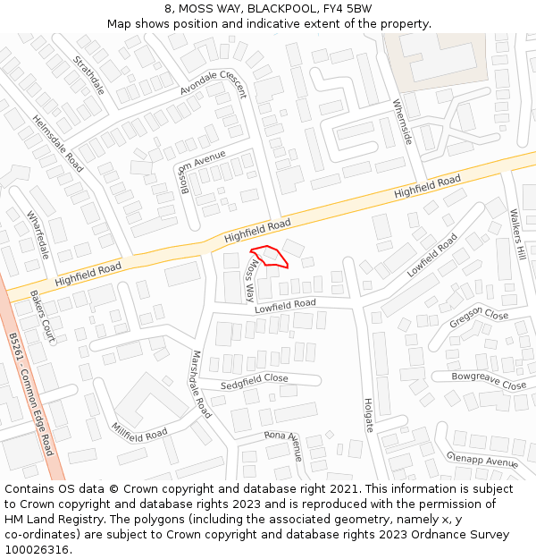 8, MOSS WAY, BLACKPOOL, FY4 5BW: Location map and indicative extent of plot